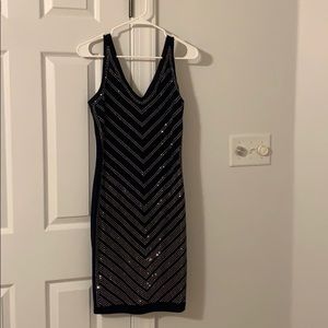 Midnight blue curvy dress with rhinestone chevrons